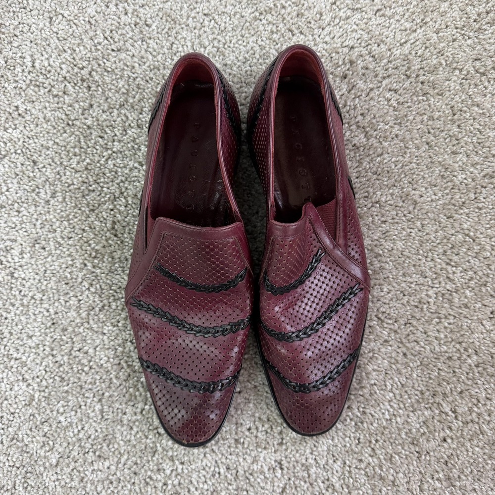 Paciotti Shoes Mens Size 7 Red Leather Perforated Slip On Dress Oxfords Italy